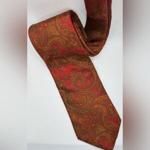 Brooks Brothers Makers Men's Silk Necktie Designer Floral Paisley Red/Gold USA